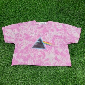 Pink-Floyd Cropped Shirt Womens Large 21x17 Pink Rainbow